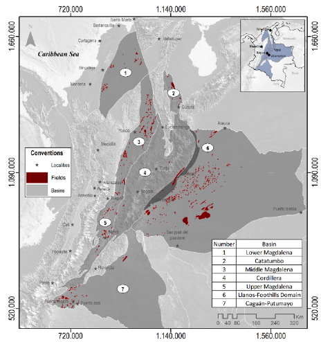 Map location of the evaluated basins.