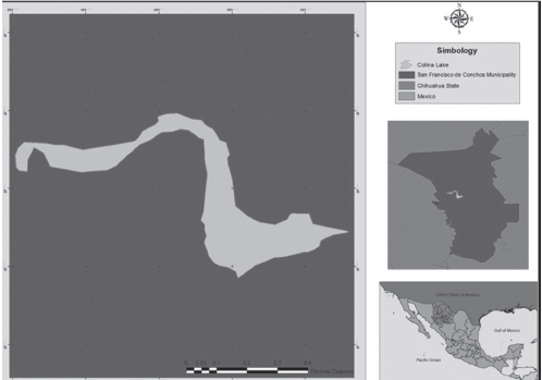 Location of Colina Lake in Chihuahua, Mexico.