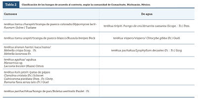 Clasificaci&oacute;n de los hongos de acuerdo al contexto, seg&uacute;n la comunidad de Comachu&eacute;n, Michoac&aacute;n, M&eacute;xico