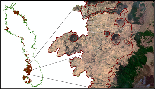 Delimitaci&oacute;n geogr&aacute;fica de las &aacute;reas con potencial agr&iacute;cola en el territorio administrativo del Parque Otom&iacute;-Mexica del Estado de M&eacute;xico.