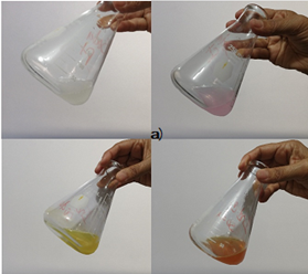 Viraje de fenolftaleína y viraje de EHC en la titulación de refresco sabor limonada.
