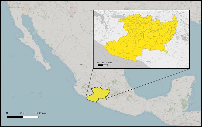 Location of Michoacan in Mexico.