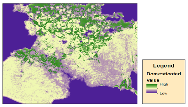 Distribution of Apidae melliphera abundance index in Michoacan, Mexico.