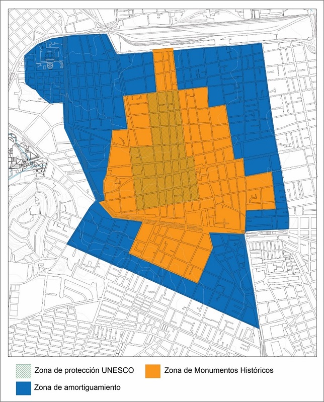 Delimitaci&oacute;n del Centro Hist&oacute;rico de la ciudad de Victoria de Durango.