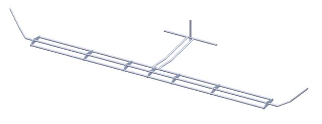Airframe of the UAV formed by aluminum tubes.