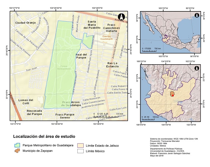 Ubicaci&oacute;n del Parque Metropolitano de Guadalajara en el estado de Jalisco, M&eacute;xico.