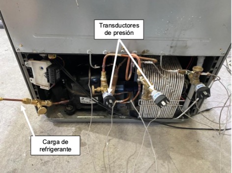 Ubicaci&oacute;n de los transductores de presi&oacute;n y servicio de carga.