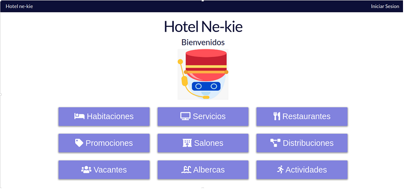 Screenshot of the Web-based user interface for hotel staff.