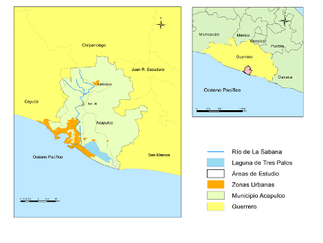 Localizaci�n de la subcuenca R�o La Sabana-Laguna de Tres Palos, elaborado con ArcGIS versi�n 10.4.1. 2015.