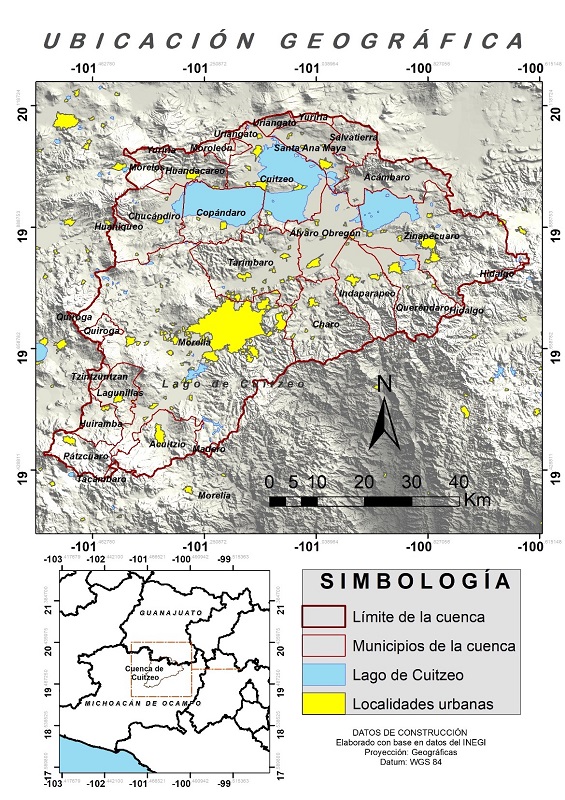Ubicaci�n geogr�fica de la cuenca de Cuitzeo.