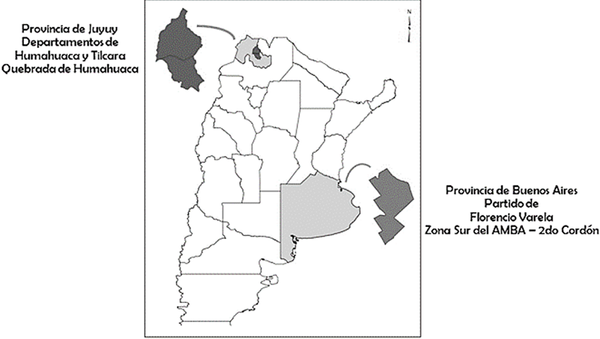 Mapa con las zonas de interés bajo este estudio