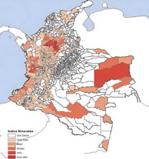 Índice de conflicto, oro y ferroníquel
