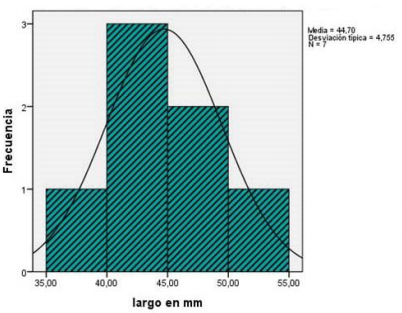 Gráfico 1. Largo del musculo esfenomandibular en mm.