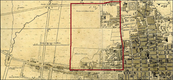 Delimitación de la colonia Guerrero en 1863. Plano general de la Ciudad de México.