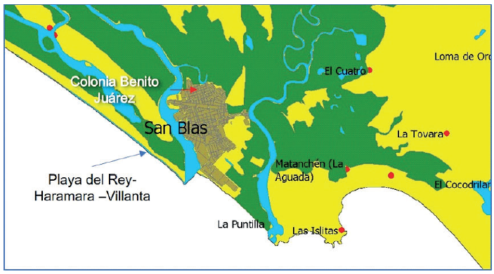 Localizaci�n de Playa del Rey-Haramara-Vilanta, playa Las Islitas y colonia Benito Ju�rez