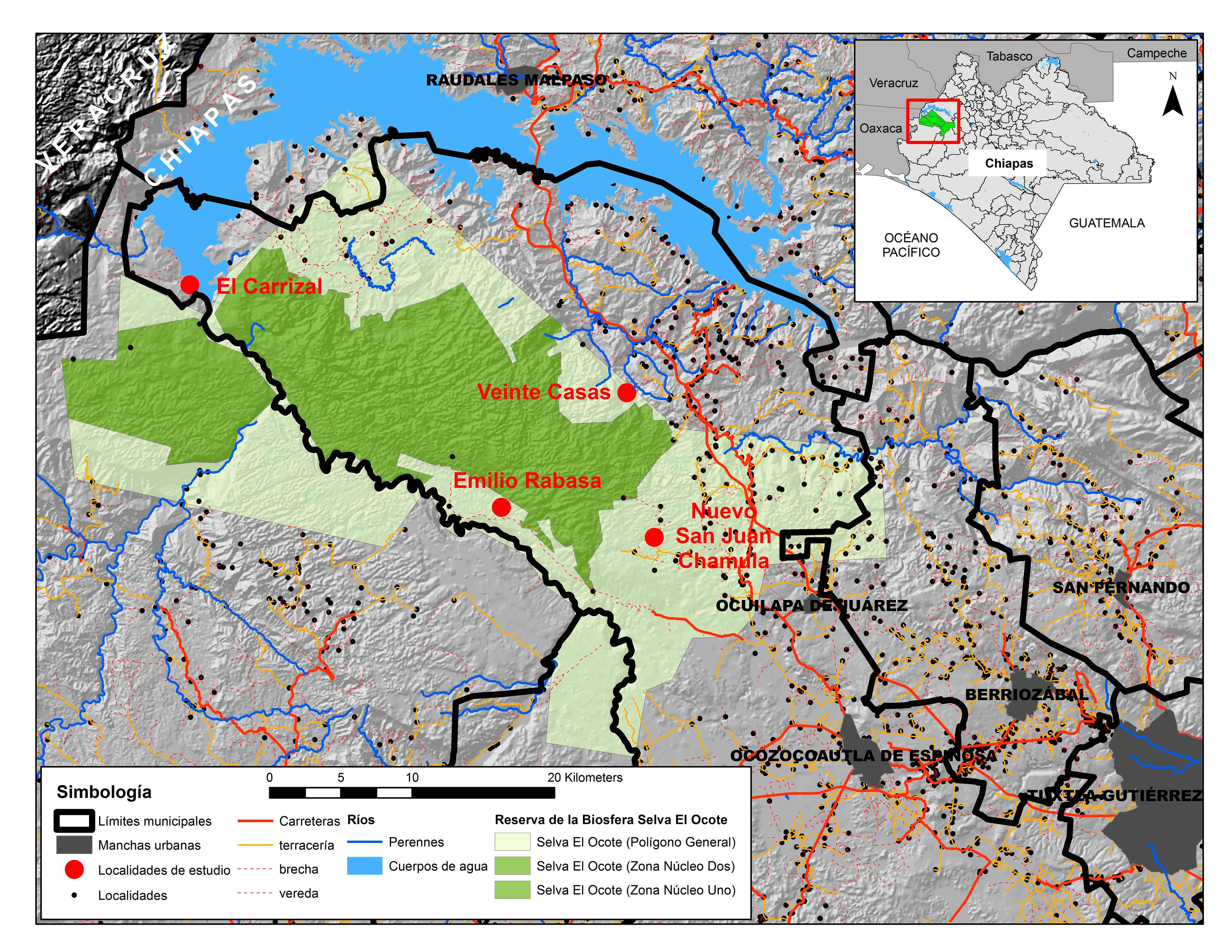 Mapa de ubicación Reserva de la biósfera Selva El Ocote.