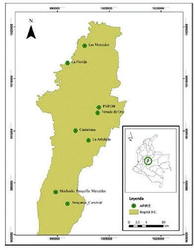Áreas piloto de investigación en restauración ecológica en Bogotá, Colombia
