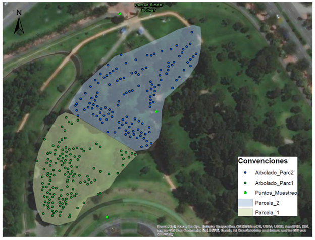 Parcelas sobre las que se realiz� el inventario forestal.
