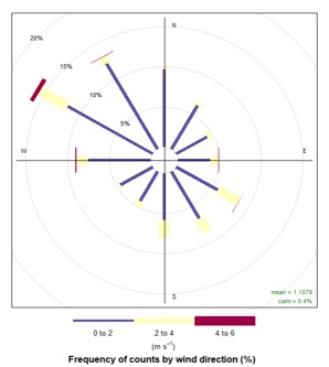 Rosa de vientos de la estaci�n de CDAR con datos acumulados de 2019