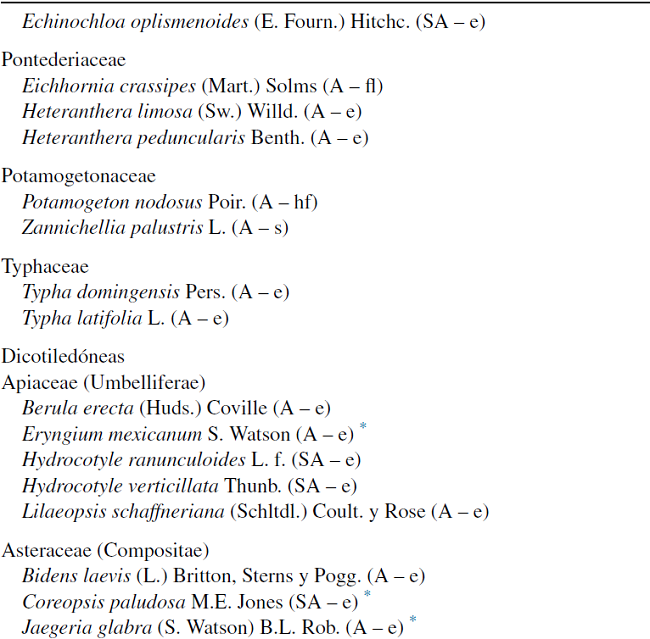 Lista florística de plantas de humedales del municipio de Durango, Durango, México.