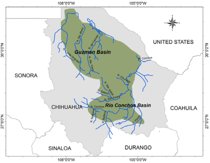 Endemicity hotspot A: R&iacute;o Conchos-Guzm&aacute;n Basin system, Chihuahua.