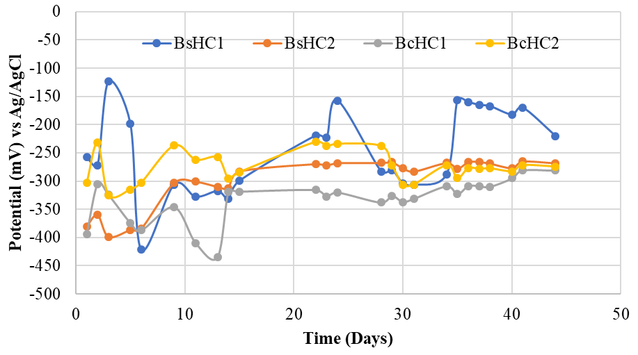 Corrosion rate of single
bevel welded joints in sea water.
