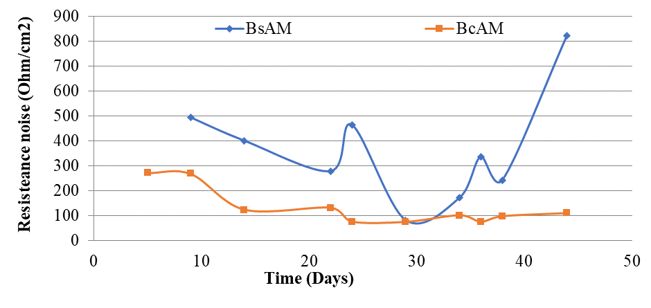 Values of Rn for BsHC
and BcHC tested in calcium hydroxide.