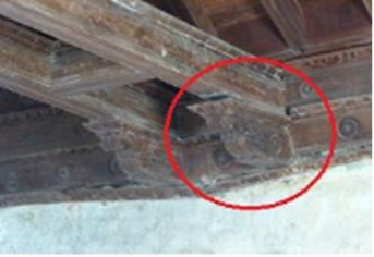 Dropping of corbel under tie rod beam
2 (T2), on axis 2.