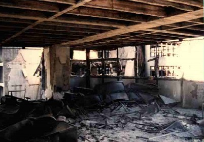 Fire damaged Sede I building structure