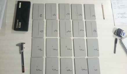 Specimens with experimentally damaged paint