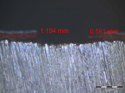 Underpaint corrosion measurement performed on specimen 2A