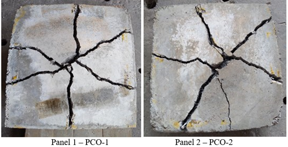Typical failure mode of the tested square panels