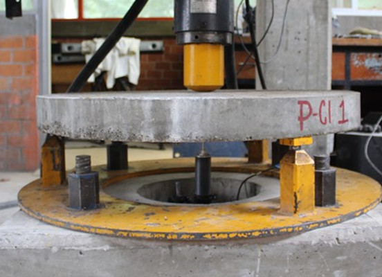 Round panel test setup, ASTM C1550