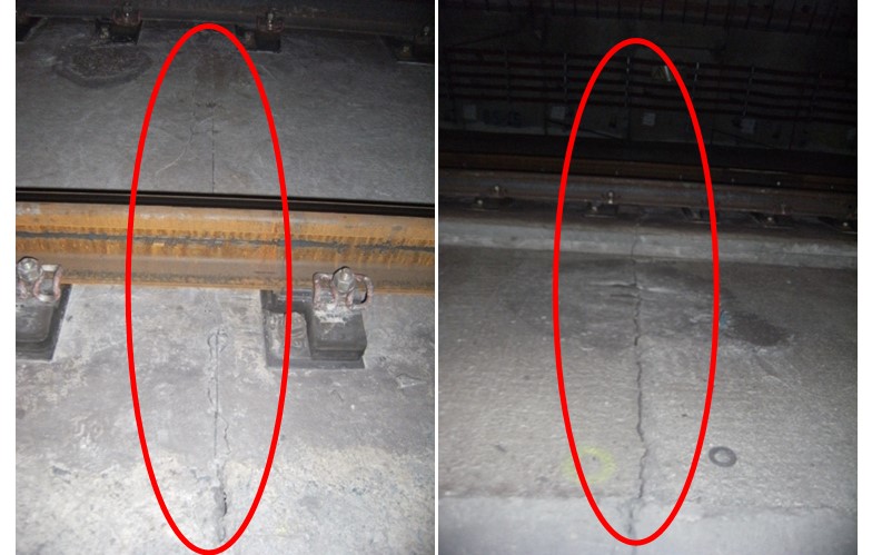 Joints on the track, which exist every 25m.