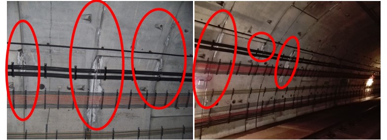 Filtrations (leachings of cement limes).