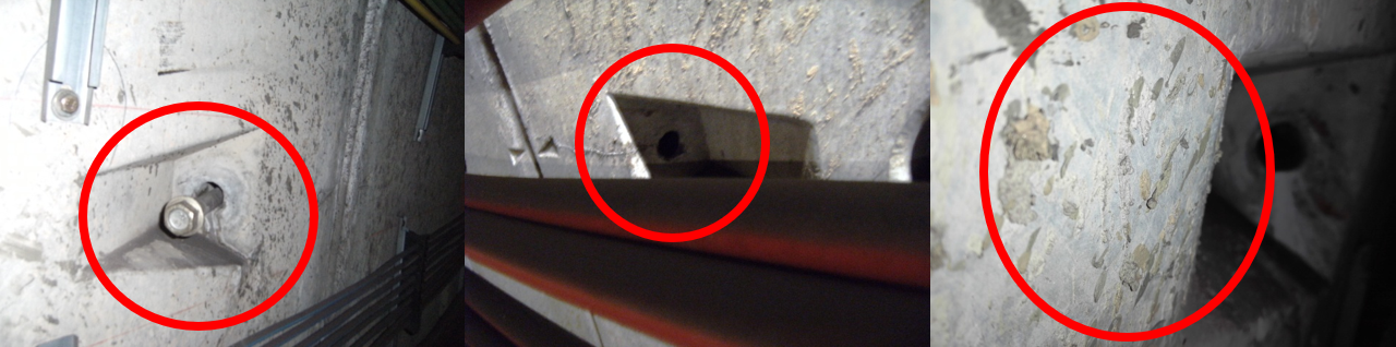 Roughness and clamping bolts that could affect the placement of the fiber.