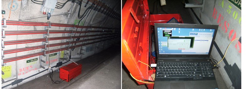 Remaining optical fiber reel subject to the structure and ODiSI (Optical Distributed Sensor Interrogator, by LUNA Tecnologies, Model A50) in operation.