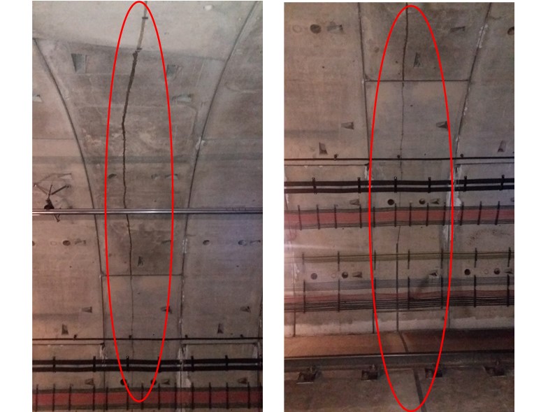 Optical fiber adhesion procedure on the steed of the track 2 circulation lane and in the tunnel vault.