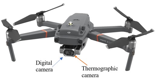UAV with a thermographic camera attached to a digital camera