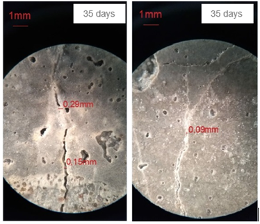 Self-healing in formulation SS &ndash; Samples 1 and 2.