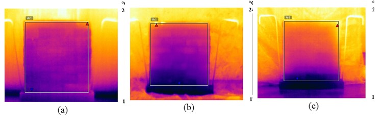Sample PB2: a) dry wall; b) humid wall; and c) wall at 28 days
