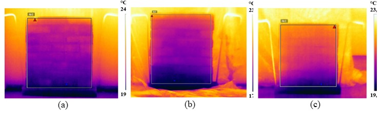 Sample PA2: a) dry wall; b) humid wall; and c) wall at 28 days