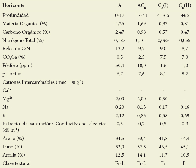 Perfil modal de Haplustol
&eacute;ntico (31&ordm;25&rsquo;58,1&rdquo;S-64&ordm;19&rsquo;51,1&rdquo;W). 10%
