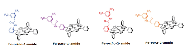 Positional isomers of
amide-functionalized iron tetraphenylporphyrins63