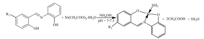 Synthetic route of the Ni(II) mixed-ligand complexes.