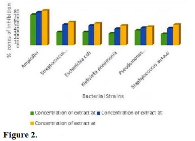 Antibacterial activities of Moringa oleifera seed extract against test bacteria.