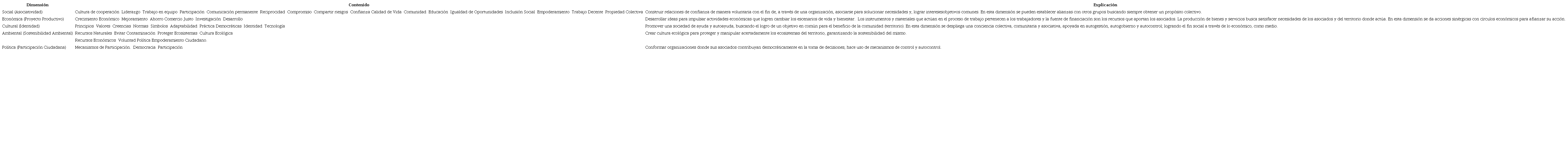 Dimensiones de la econom&iacute;a solidaria
