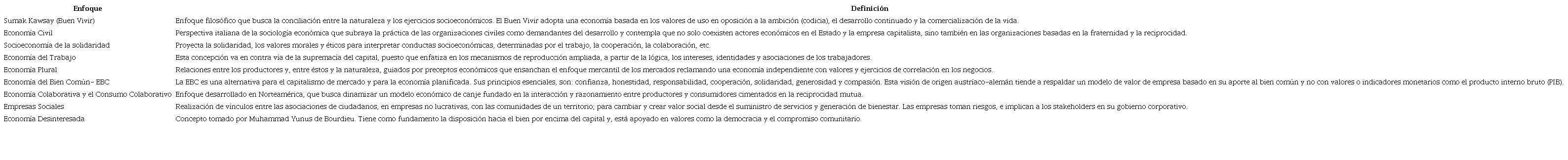 Otros enfoques de econom&iacute;a solidaria