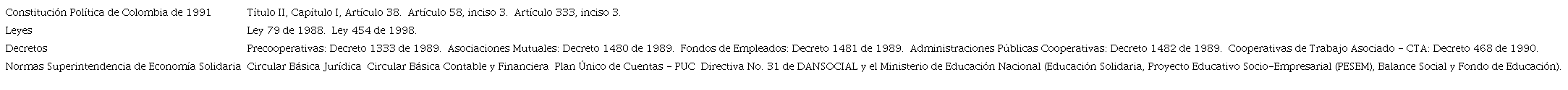 La econom&iacute;a solidaria en Colombia. Marco jur&iacute;dico
