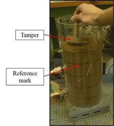 Compaction process for preparation of the sand columns
